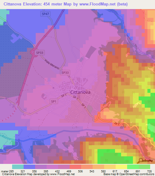 Cittanova,Italy Elevation Map