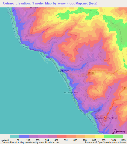 Cetraro,Italy Elevation Map