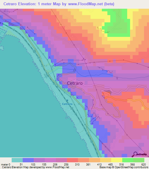 Cetraro,Italy Elevation Map