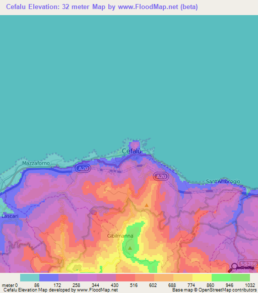 Cefalu,Italy Elevation Map