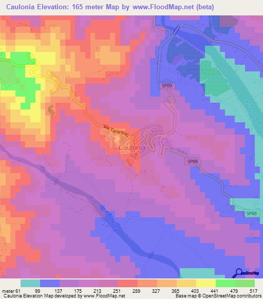 Caulonia,Italy Elevation Map