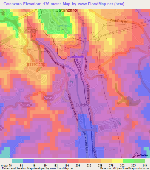 Catanzaro,Italy Elevation Map