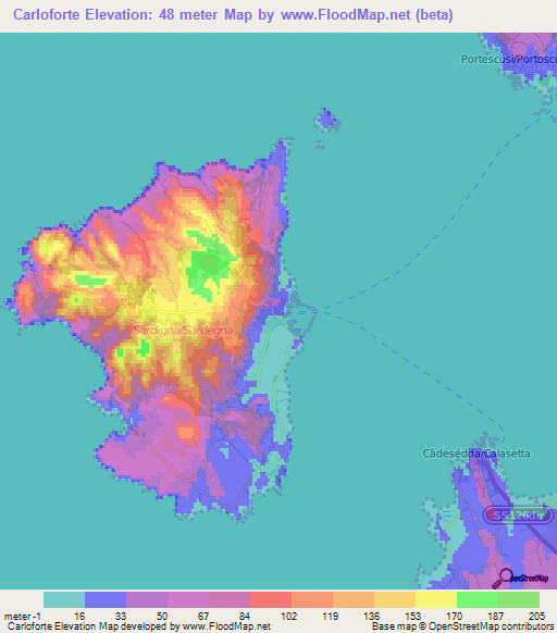 Carloforte,Italy Elevation Map