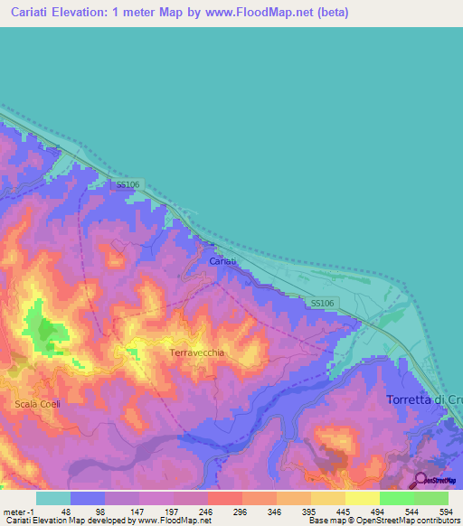 Cariati,Italy Elevation Map