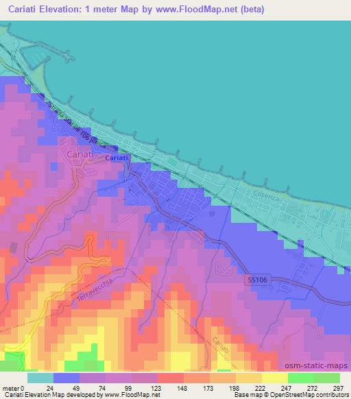 Cariati,Italy Elevation Map