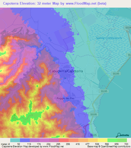 Capoterra,Italy Elevation Map