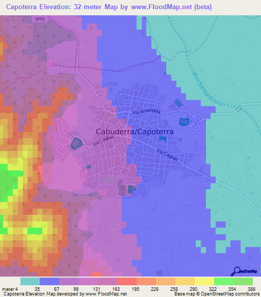 Capoterra,Italy Elevation Map