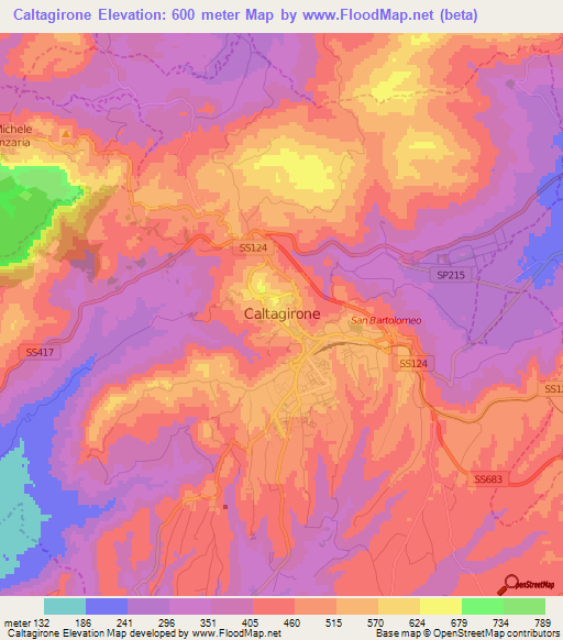 Caltagirone,Italy Elevation Map