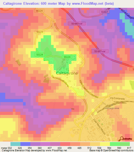 Caltagirone,Italy Elevation Map