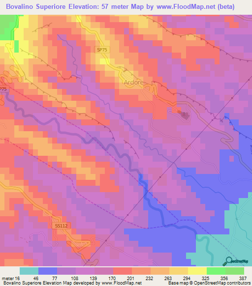 Bovalino Superiore,Italy Elevation Map