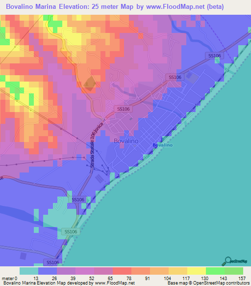Bovalino Marina,Italy Elevation Map