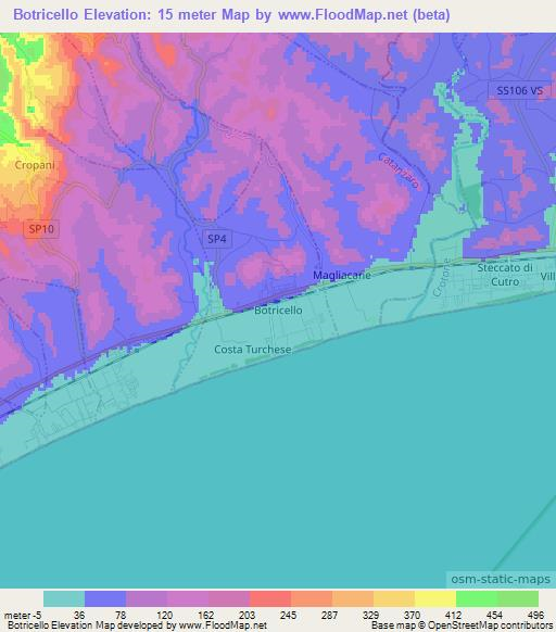 Botricello,Italy Elevation Map