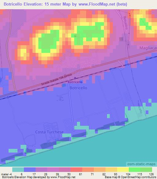 Botricello,Italy Elevation Map