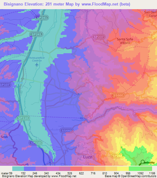 Bisignano,Italy Elevation Map