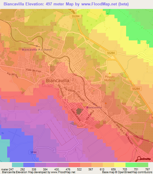 Biancavilla,Italy Elevation Map