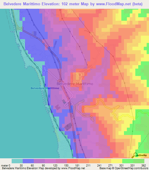Belvedere Marittimo,Italy Elevation Map