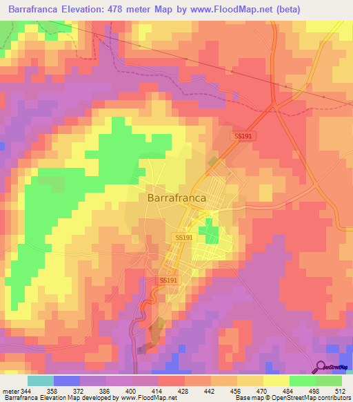 Barrafranca,Italy Elevation Map