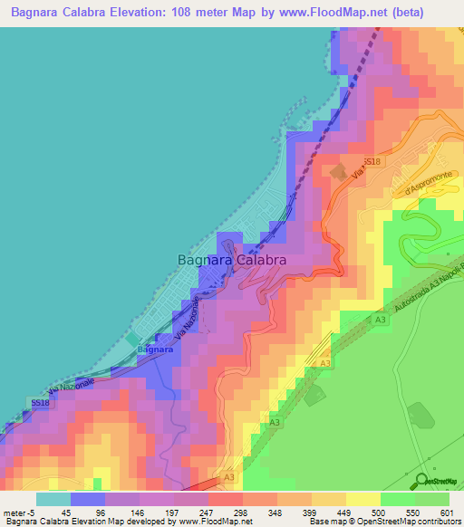 Bagnara Calabra,Italy Elevation Map