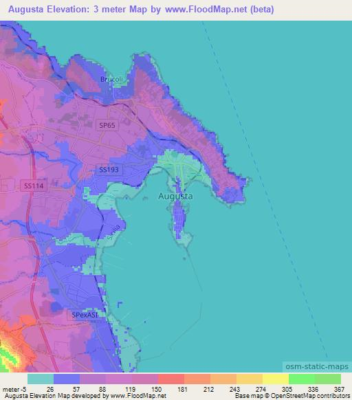 Augusta,Italy Elevation Map