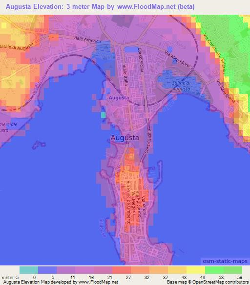 Augusta,Italy Elevation Map