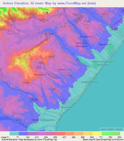 Ardore,Italy Elevation Map