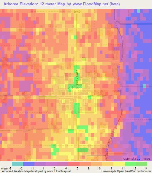 Arborea,Italy Elevation Map