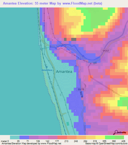 Amantea,Italy Elevation Map