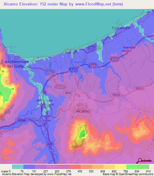 Alcamo,Italy Elevation Map