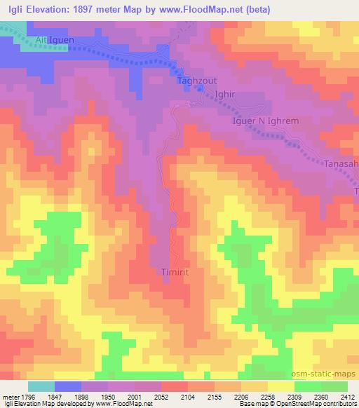 lgli,Morocco Elevation Map