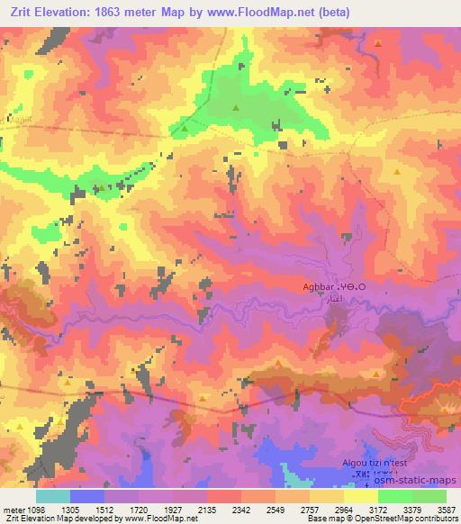 Zrit,Morocco Elevation Map