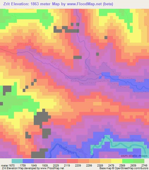 Zrit,Morocco Elevation Map