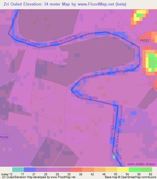 Zri Ouled,Morocco Elevation Map