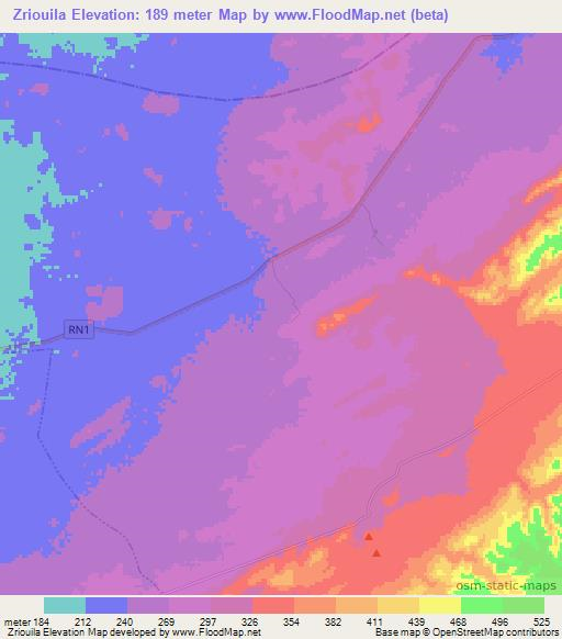 Zriouila,Morocco Elevation Map