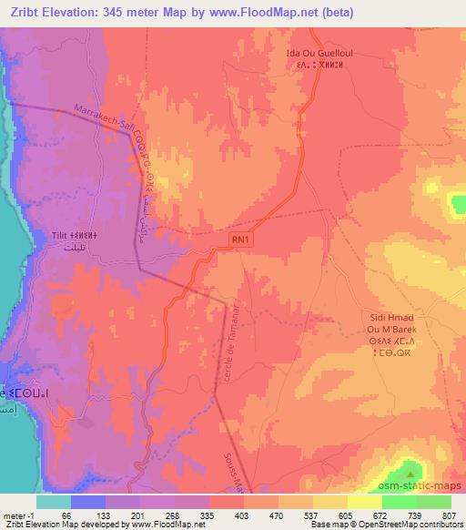 Zribt,Morocco Elevation Map