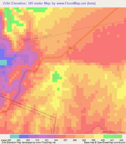 Zribt,Morocco Elevation Map