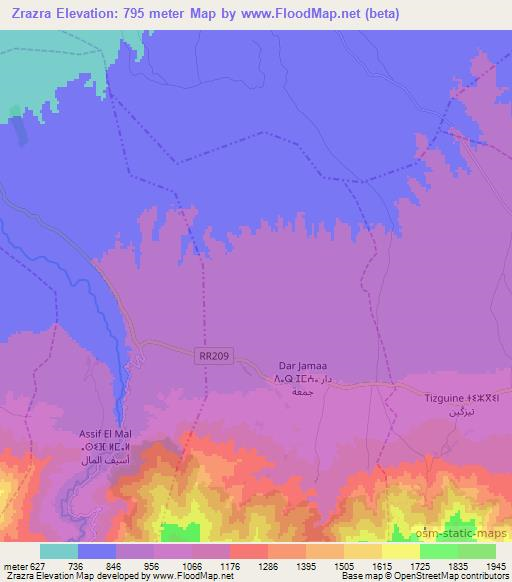 Zrazra,Morocco Elevation Map