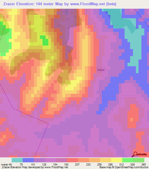 Zrazer,Morocco Elevation Map