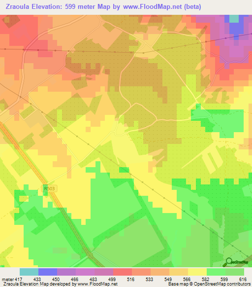 Zraoula,Morocco Elevation Map