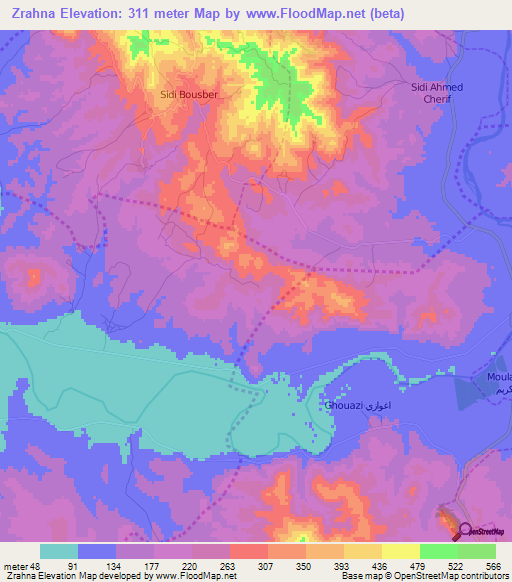 Zrahna,Morocco Elevation Map