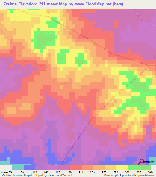 Zrahna,Morocco Elevation Map