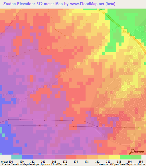 Zradna,Morocco Elevation Map