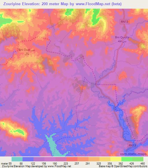 Zouriyine,Morocco Elevation Map