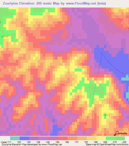 Zouriyine,Morocco Elevation Map