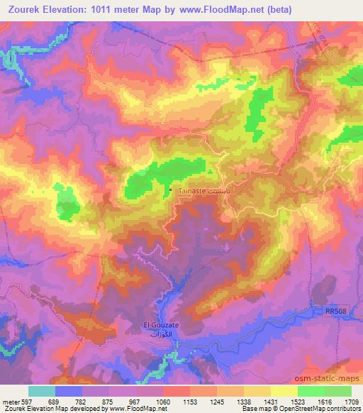 Zourek,Morocco Elevation Map