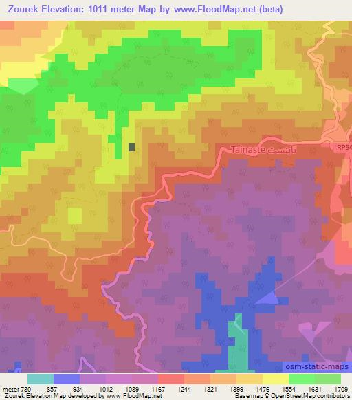 Zourek,Morocco Elevation Map