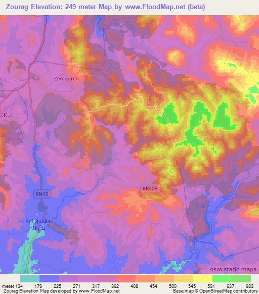 Zourag,Morocco Elevation Map