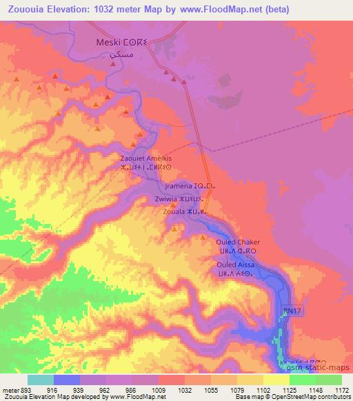 Zououia,Morocco Elevation Map