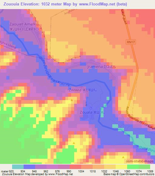 Zououia,Morocco Elevation Map