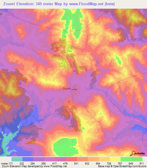 Zoumi,Morocco Elevation Map