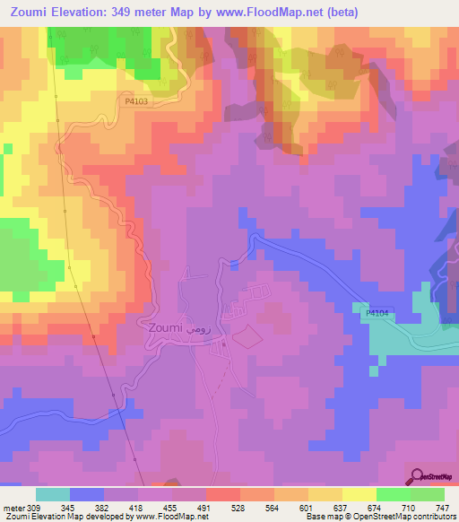 Zoumi,Morocco Elevation Map